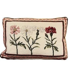Needlepoint & Petit Point Velvet Pillow Floral Chrysanthemums